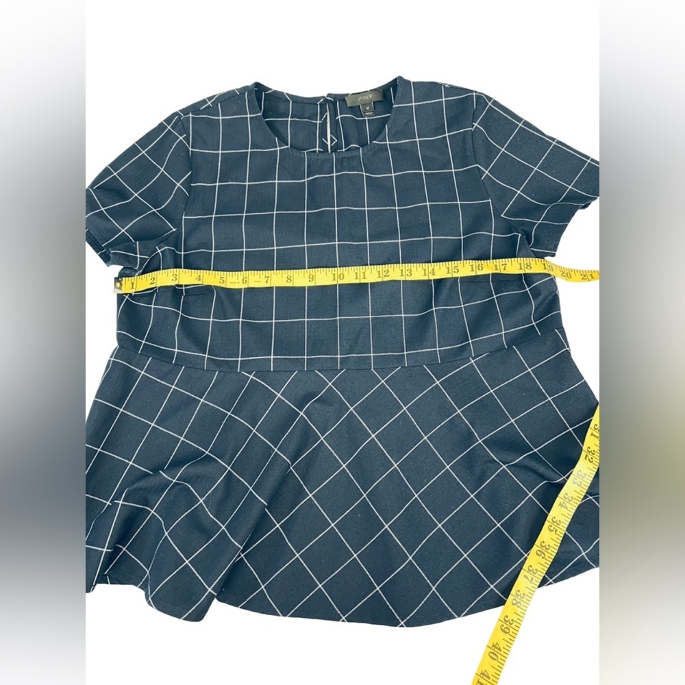 J.Crew Dark Navy Window Pane Plaid Top Size M. - Picture 8 of 11